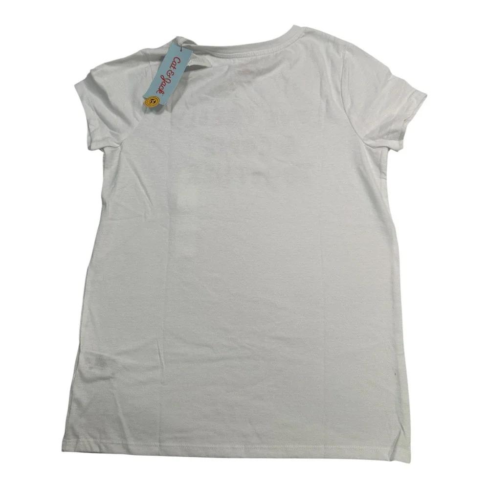 Cat & Jack Girls White 'Love Freely' Graphic T-Shirt Size L (10-12) Short Sleeve - Picture 3 of 12